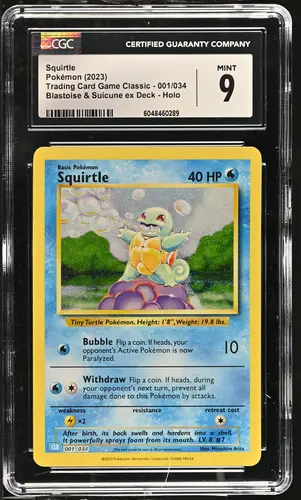 CGC 9 Squirtle, 2023, Trading Card Game Classic, #001/034