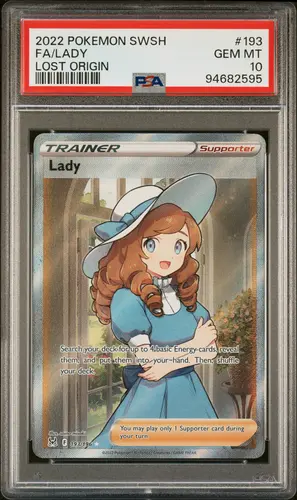 PSA GEM MT 10 FA/LADY, 2022, POKEMON SWORD & SHIELD LOST ORIGIN, #193