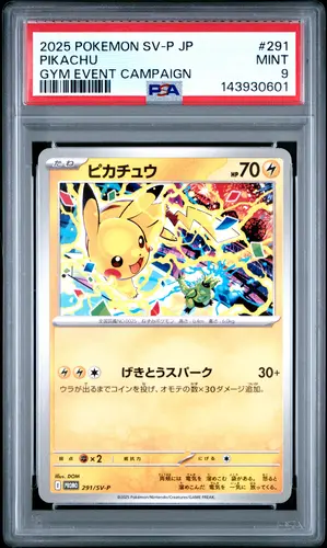 PSA MINT 9 PIKACHU, 2025, POKEMON JAPANESE SV-P PROMO, #291