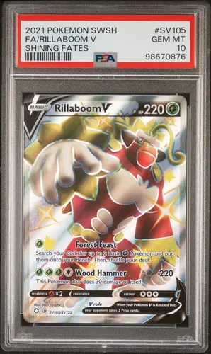 shiny rillaboom pokemon card Shining Fates SV006 Rillaboom Holo CGC 8.5 - Subgrades