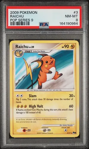 PSA NM-MT 8 RAICHU, 2009, POKEMON POP SERIES 9, #3